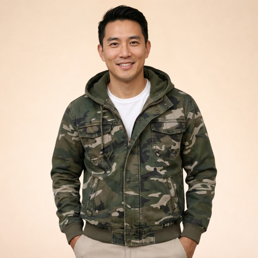 Men's Relaxed Hooded Cargo Utility Jacket