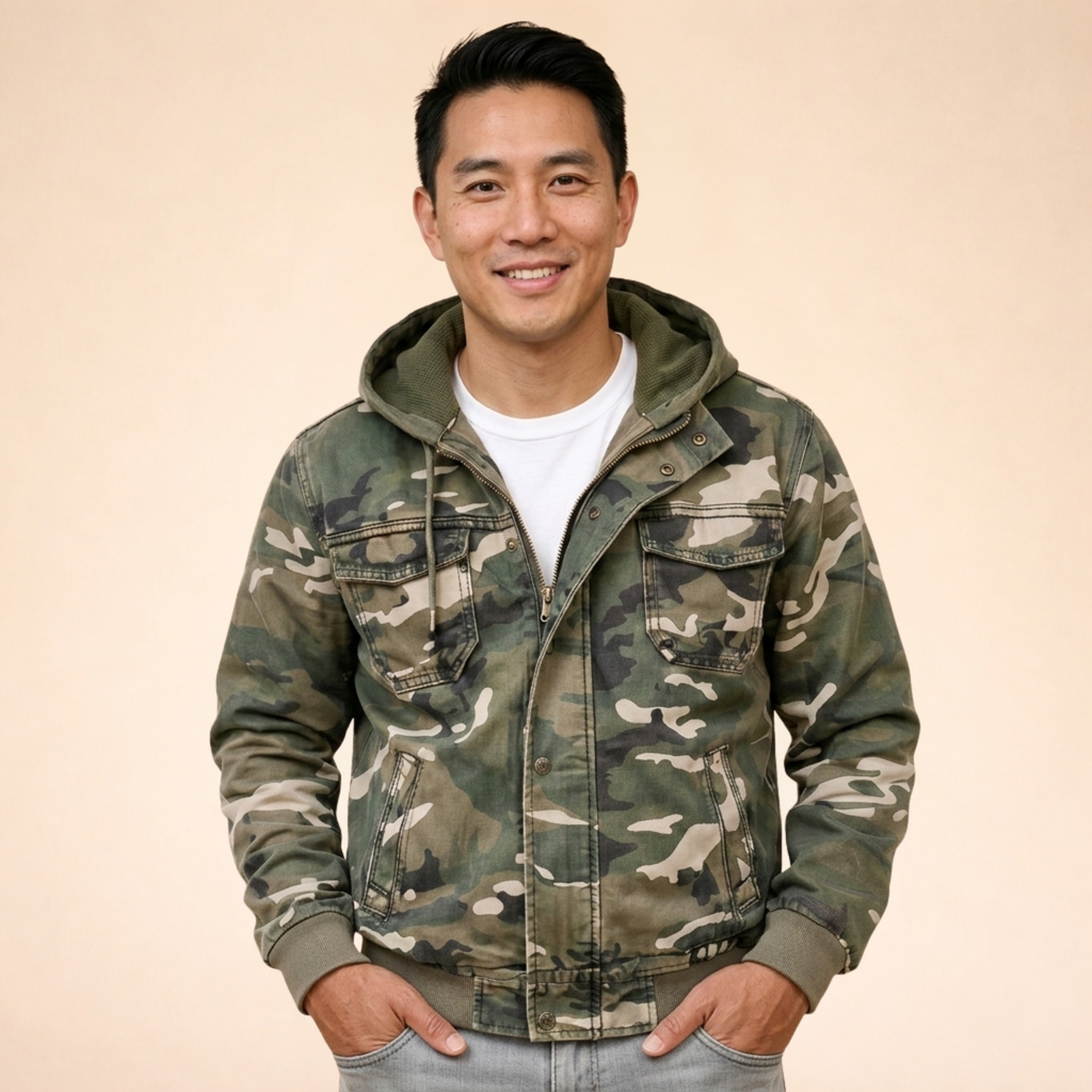 Men's Relaxed Hooded Cargo Utility Jacket