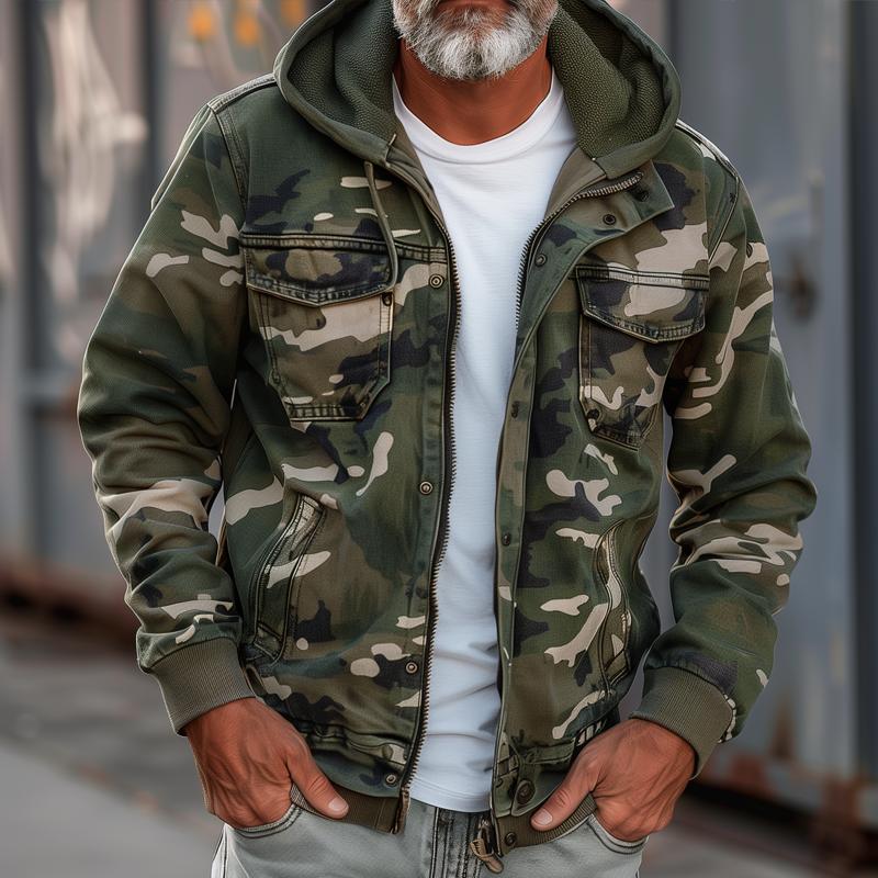 Men's Relaxed Hooded Cargo Utility Jacket