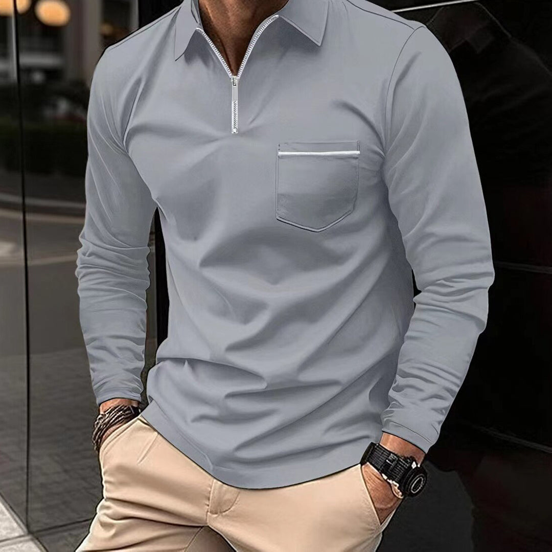 Men's Long Sleeve Breathable Piqué Polo