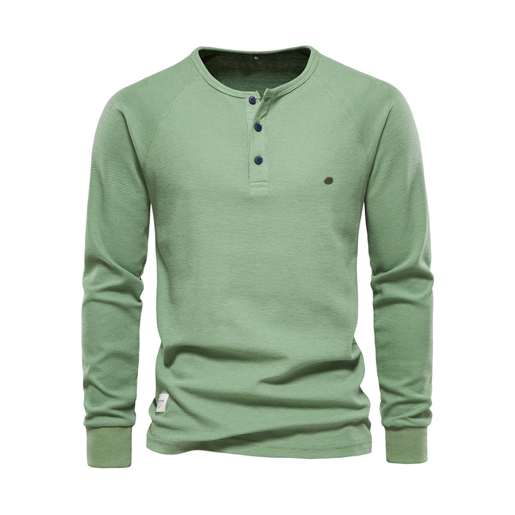 Men's Waffle Knit Long Sleeve Henley