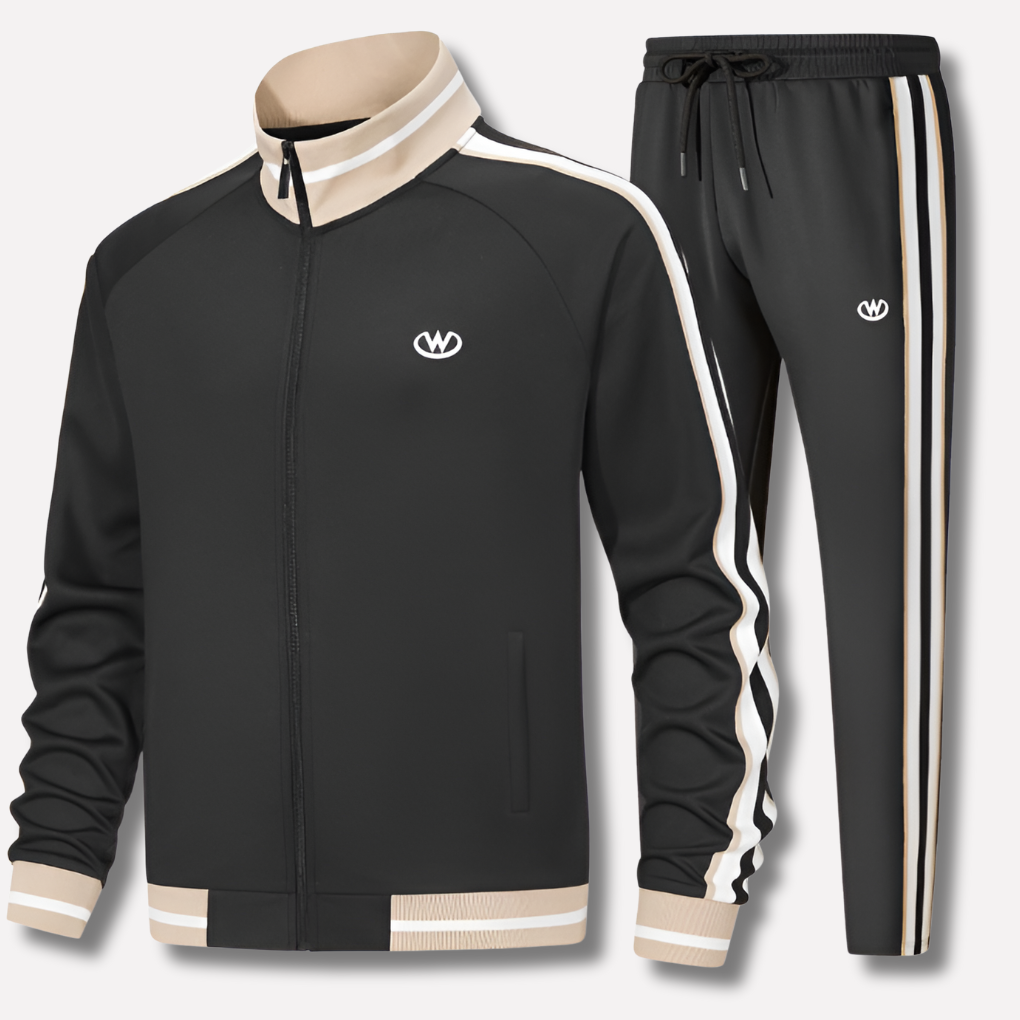 Men's Stripe Detail Zip-Up Tracksuit Jacket