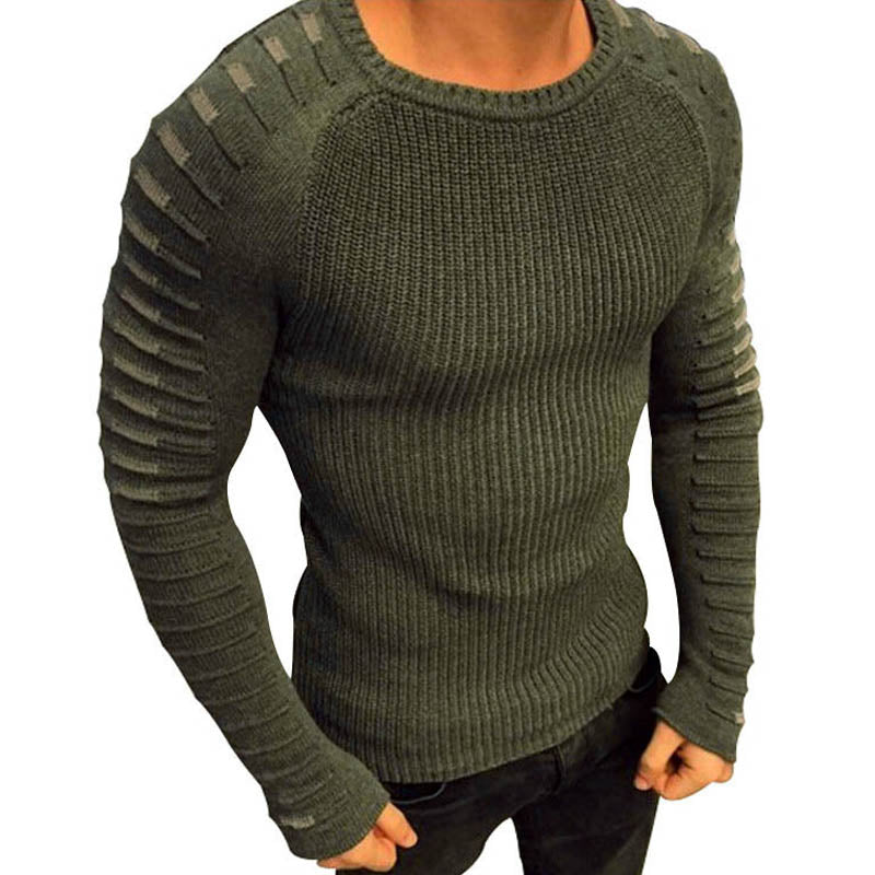 Men's Printed Raglan Sleeve Slim Knit Pullover