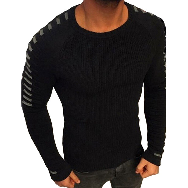 Men's Printed Raglan Sleeve Slim Knit Pullover