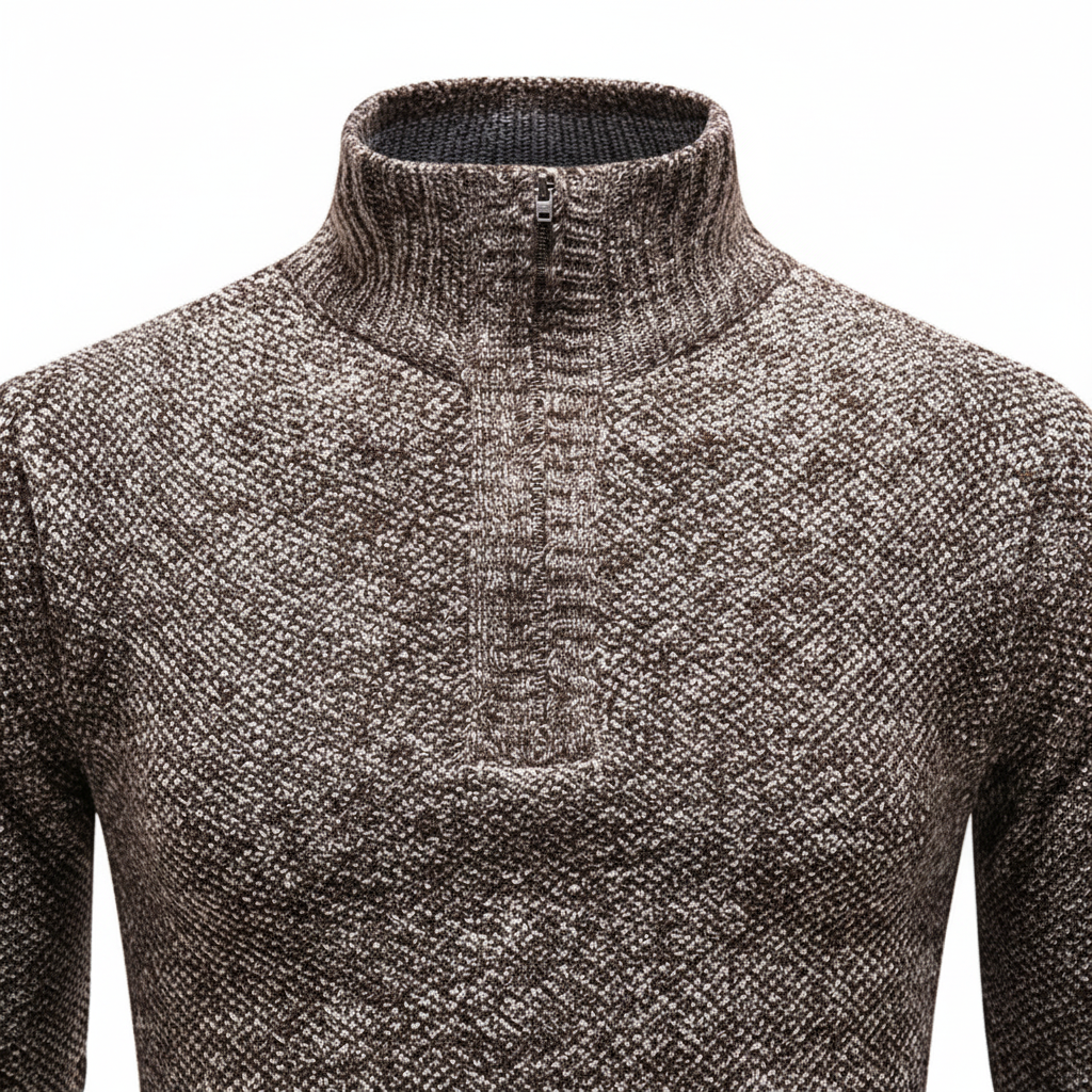 Men's High-Collar Textured Half-Zip Pullover