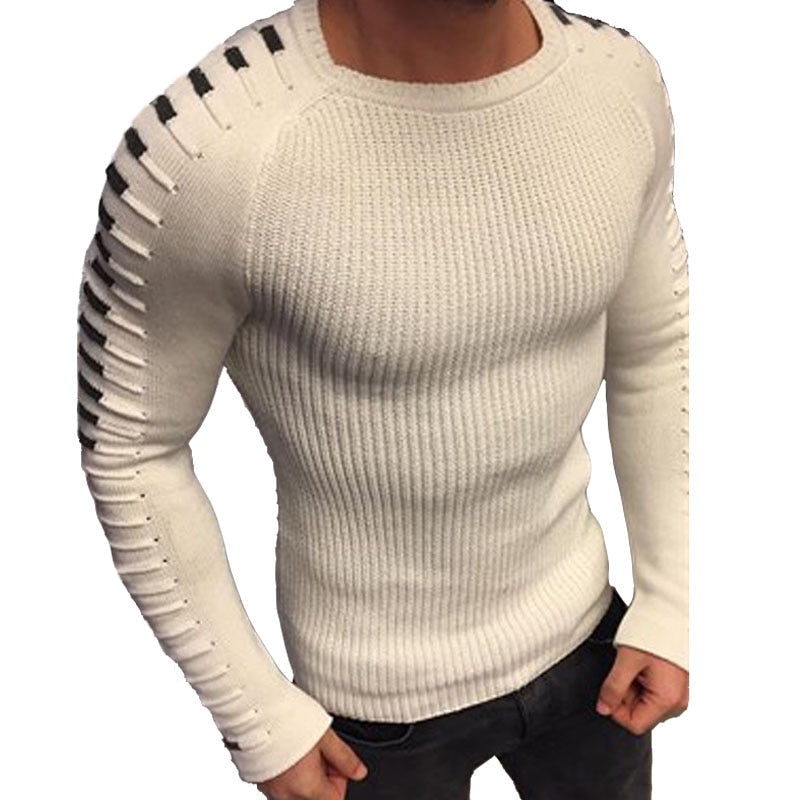 Men's Printed Raglan Sleeve Slim Knit Pullover