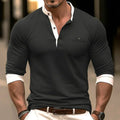 Men's Long Sleeve Contrast Collar Henley