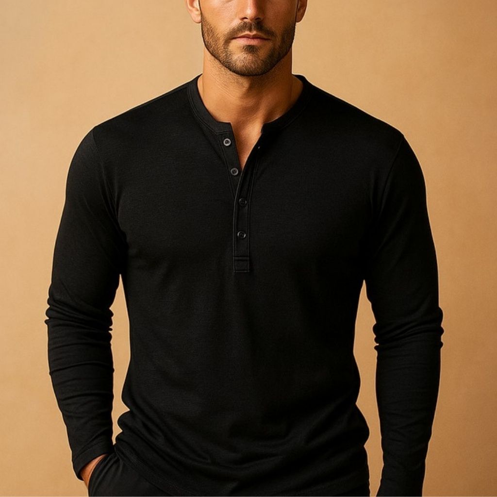 Men's Slim-Fit Long Sleeve Casual Henley