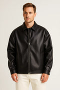 Men's Oversized Classic Collar Biker Jacket