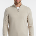 Men's Fine Knit Ribbed Collar Quarter-Zip Pullover