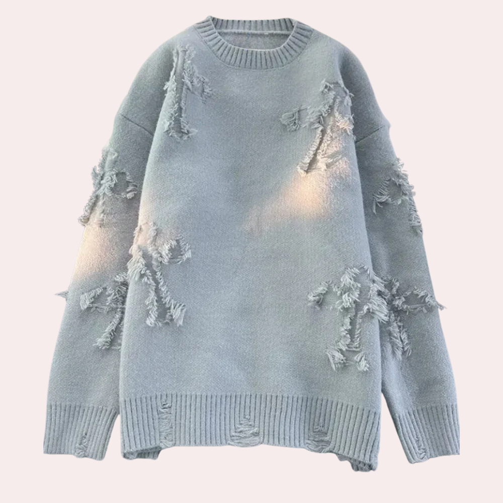 Men's Printed Oversized Crew Neck Pullover