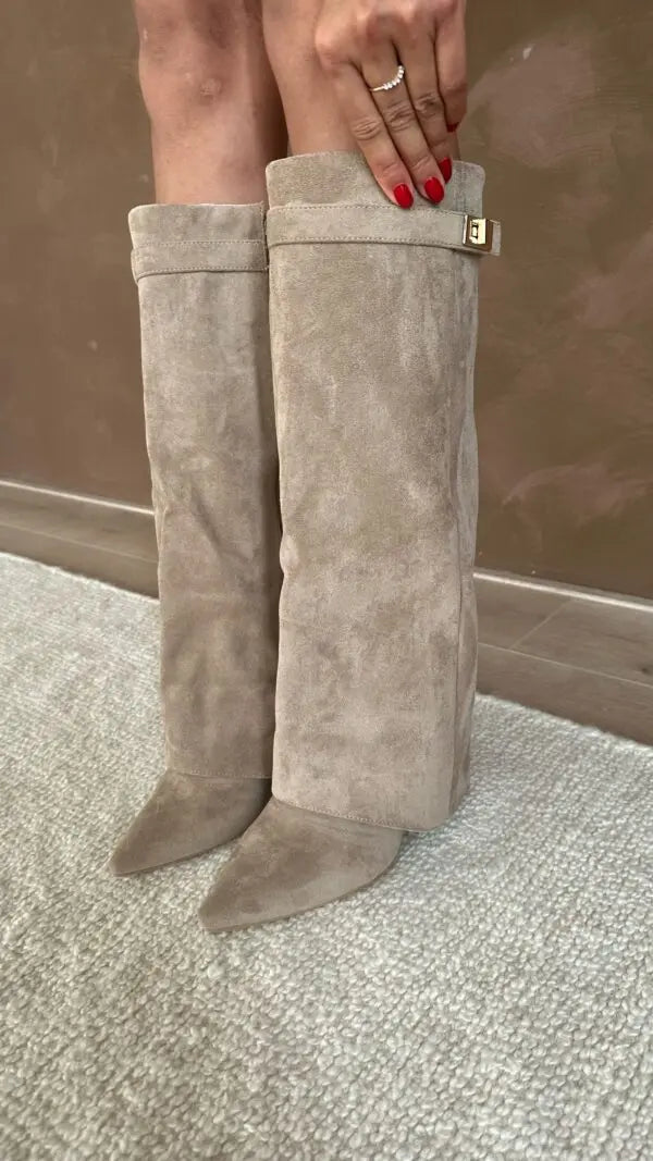 Women's Slim-Heel Tall Leather Boots
