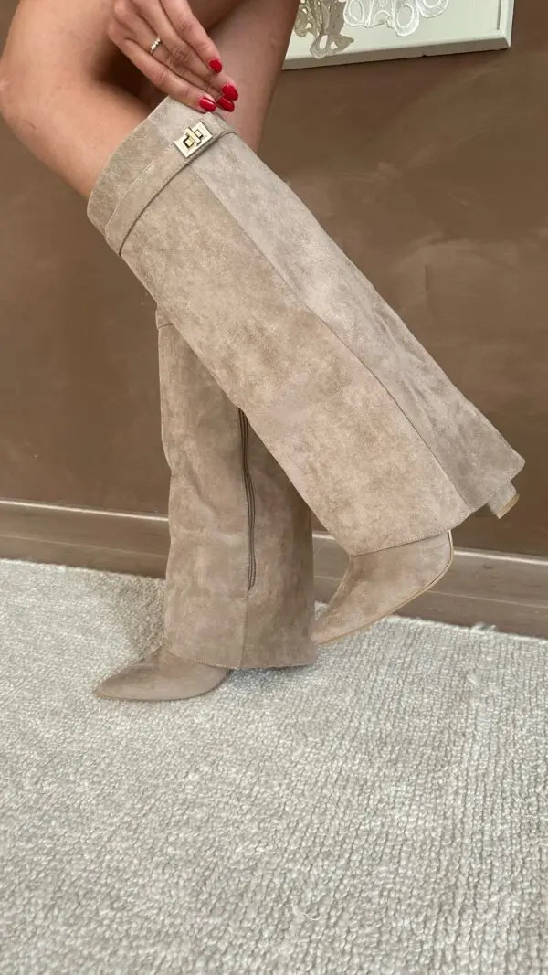 Women's Slim-Heel Tall Leather Boots