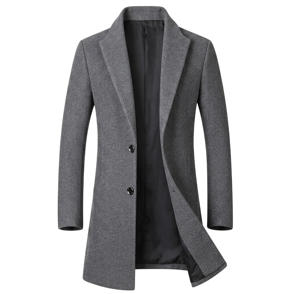 Men's Mid-Length Tweed Formal Overcoat