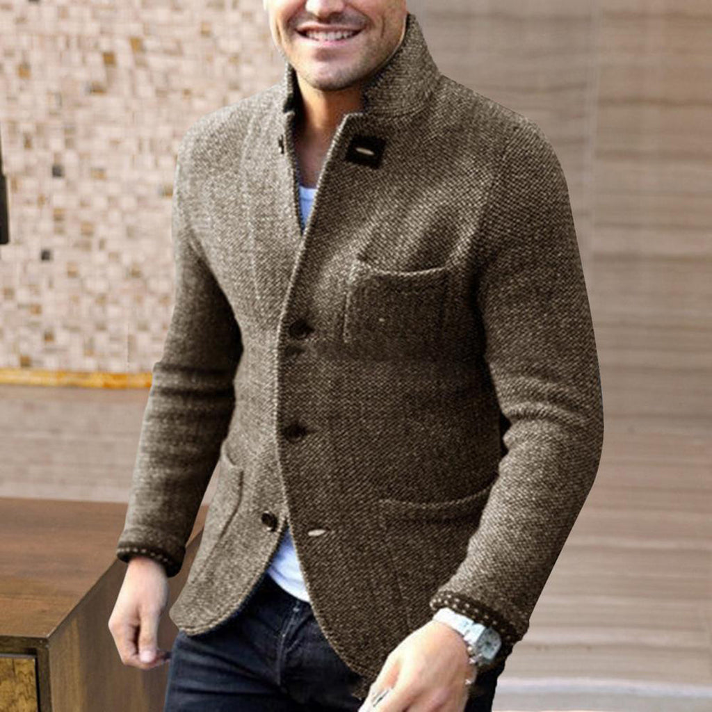 Men's Structured Button-Front Knit Cardigan
