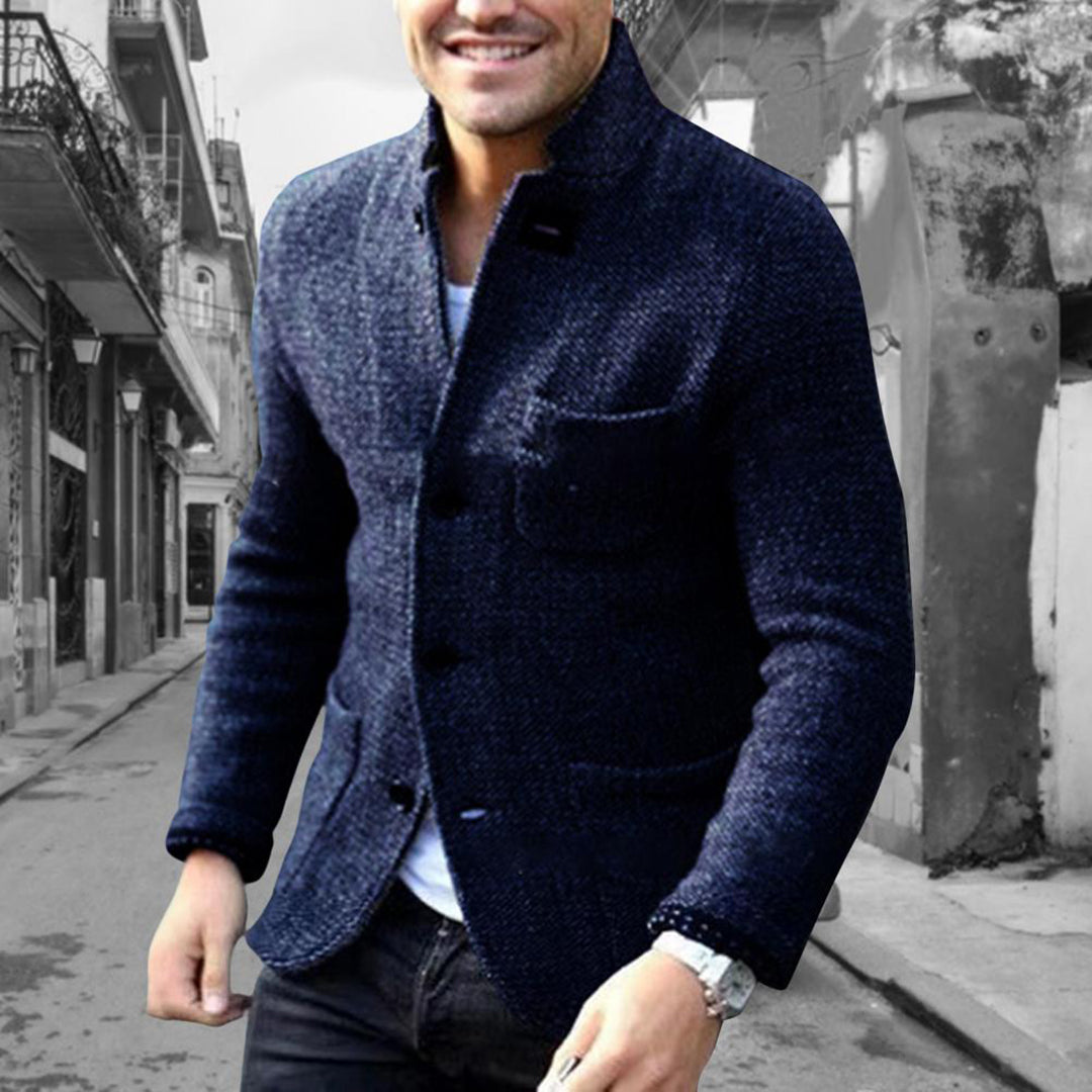 Men's Structured Button-Front Knit Cardigan