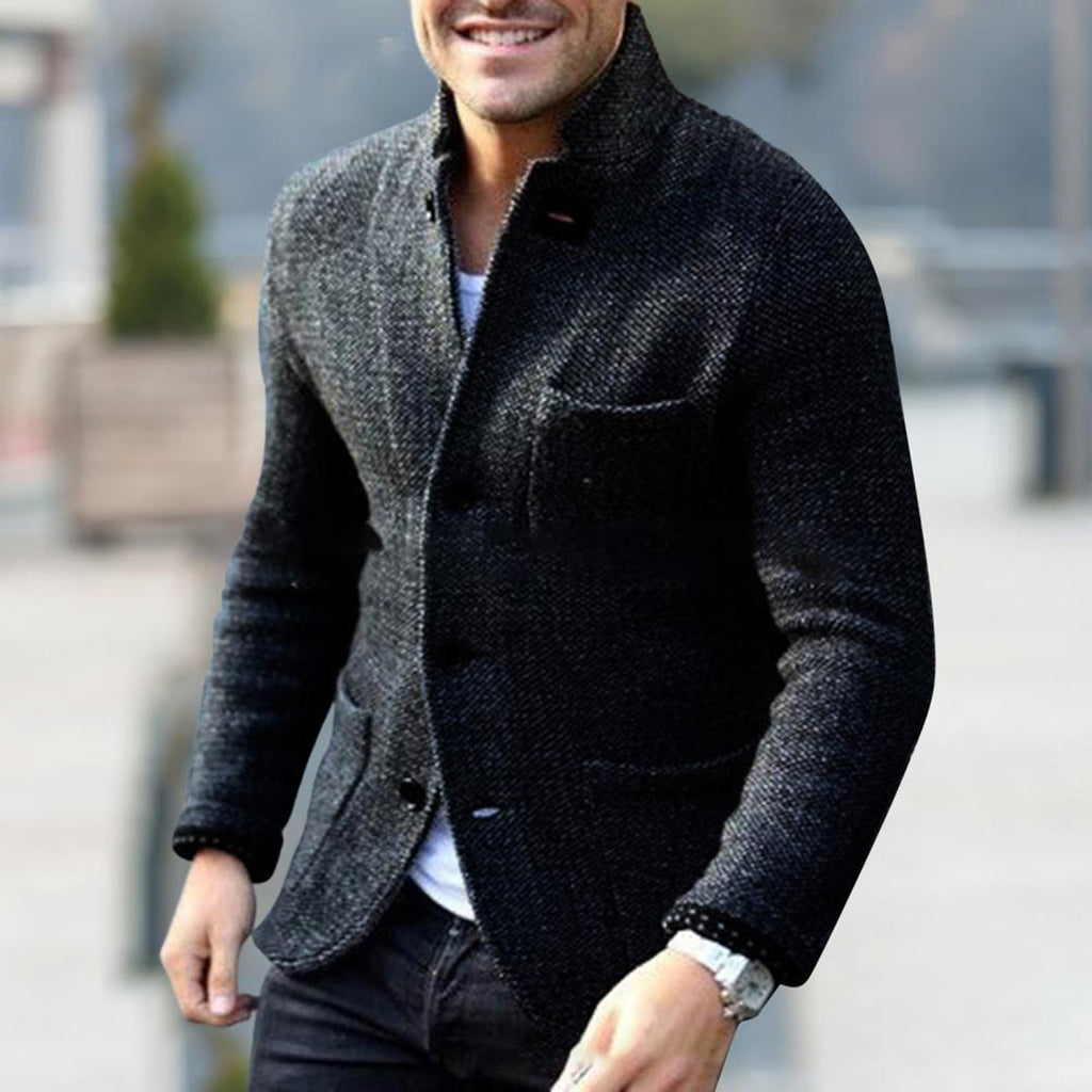 Men's Structured Button-Front Knit Cardigan