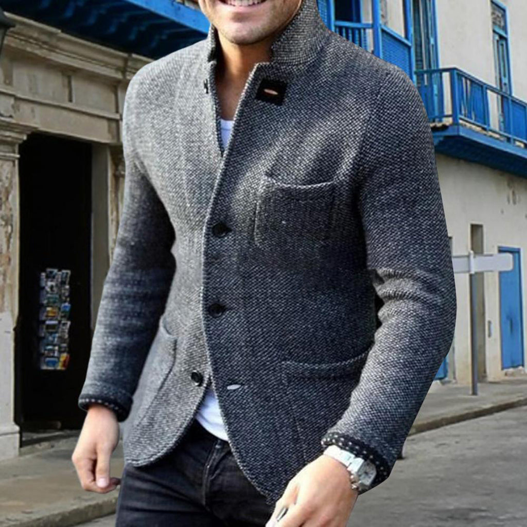 Men's Structured Button-Front Knit Cardigan