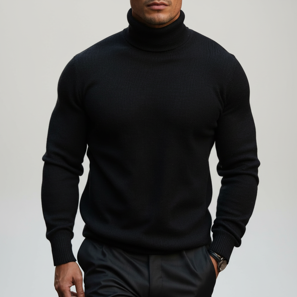 Men's Fine Knit Polo Neck Jumper