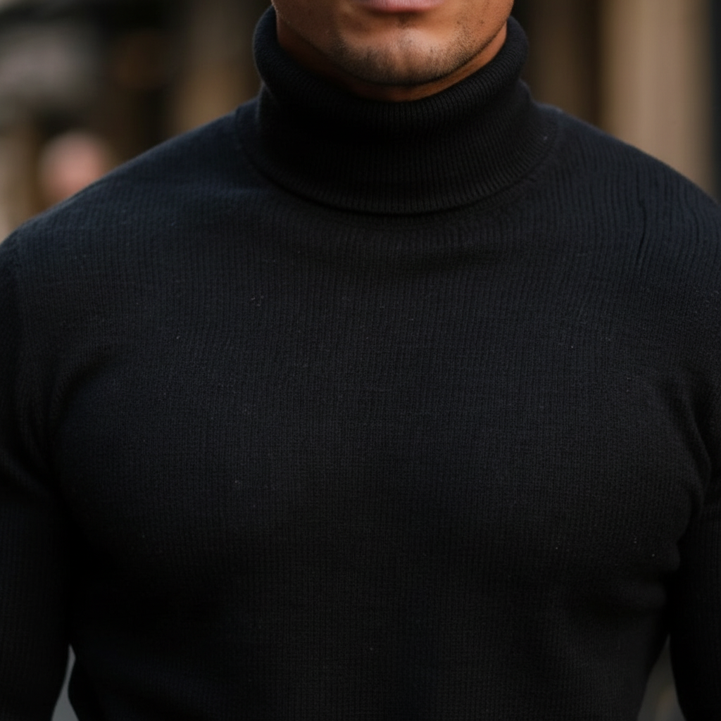 Men's Fine Knit Polo Neck Jumper