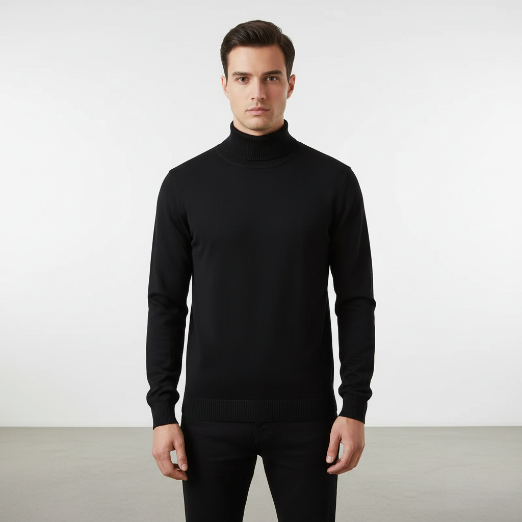 Men's Fine Knit Polo Neck Jumper