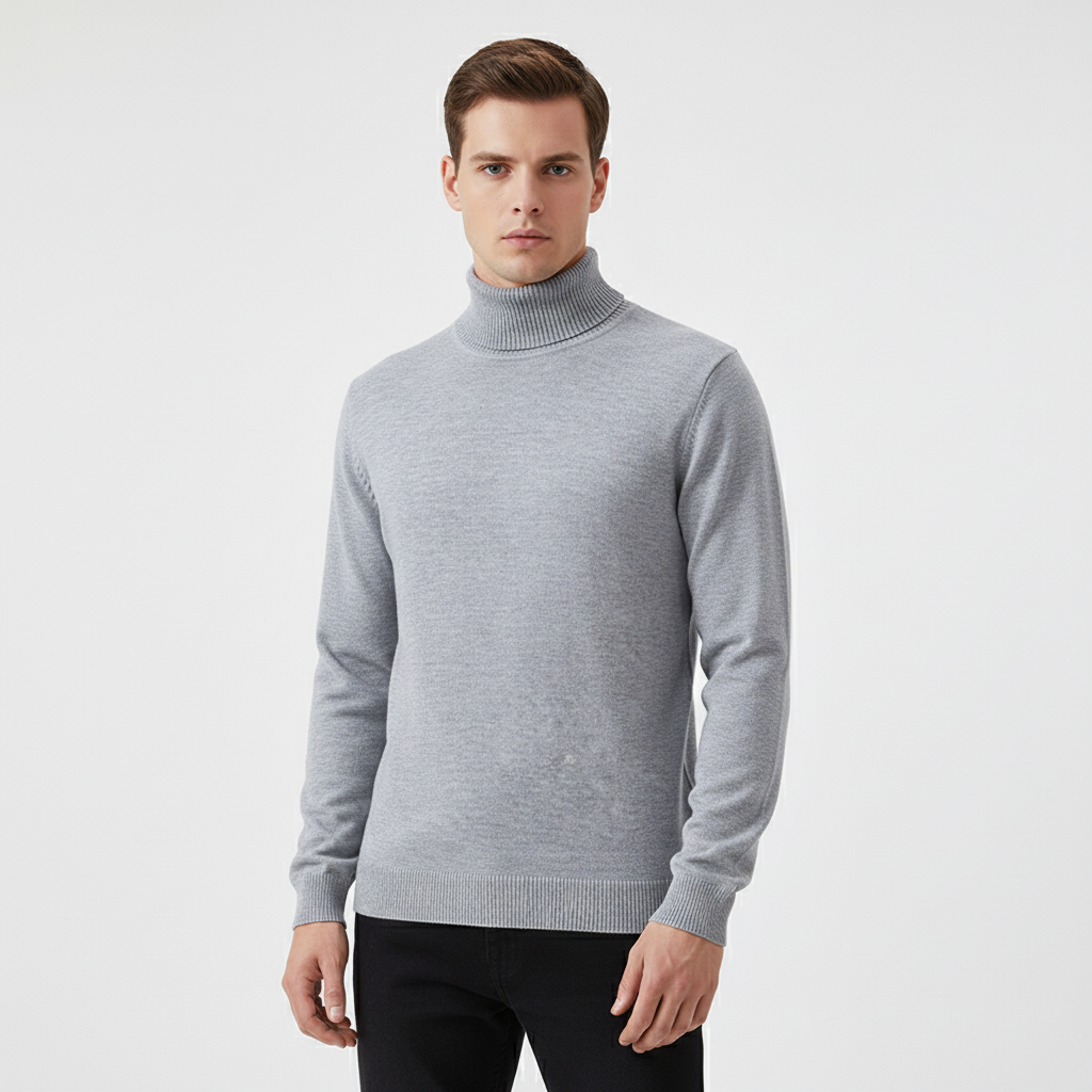Men's Fine Knit Polo Neck Jumper