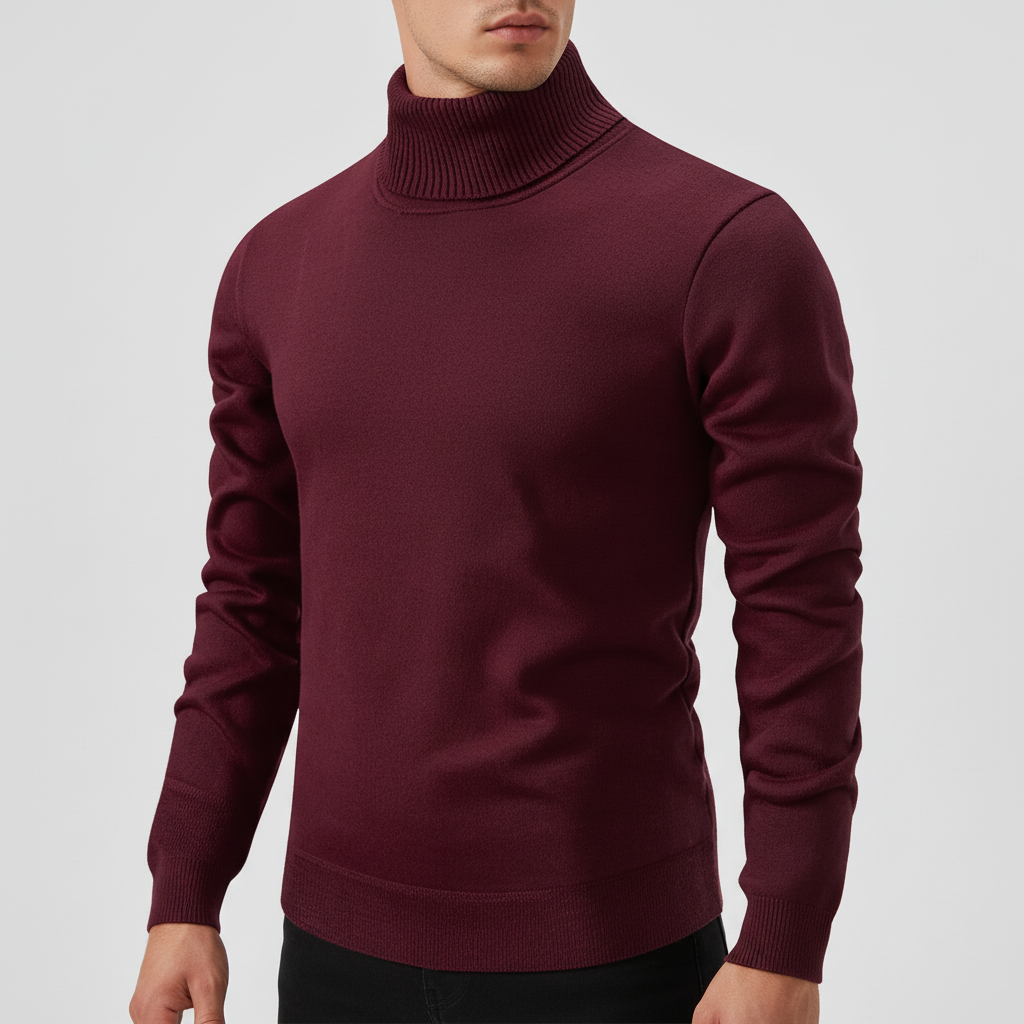Men's Fine Knit Polo Neck Jumper