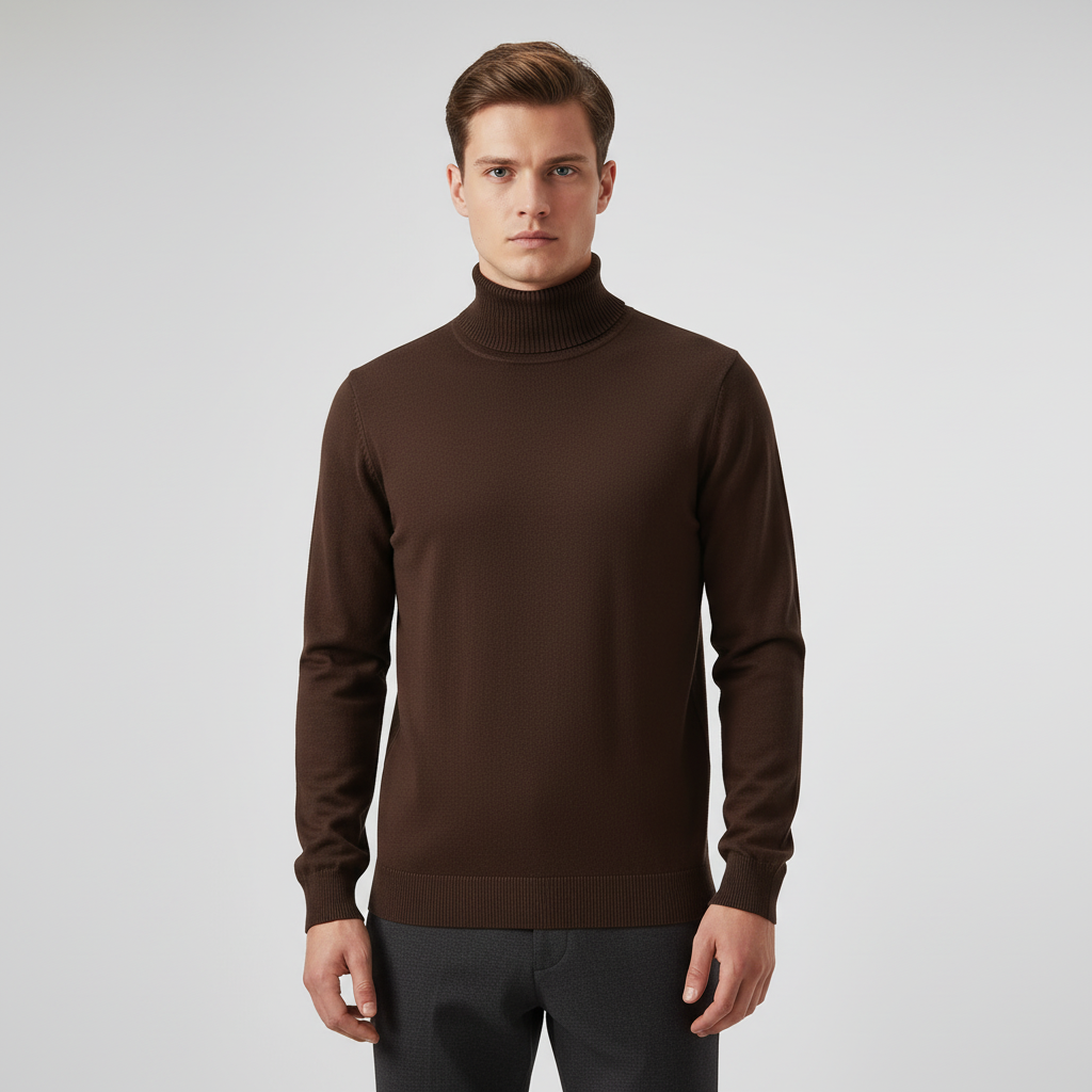Men's Fine Knit Polo Neck Jumper
