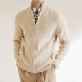 Men's Zip-Through Ribbed Knit Cardigan