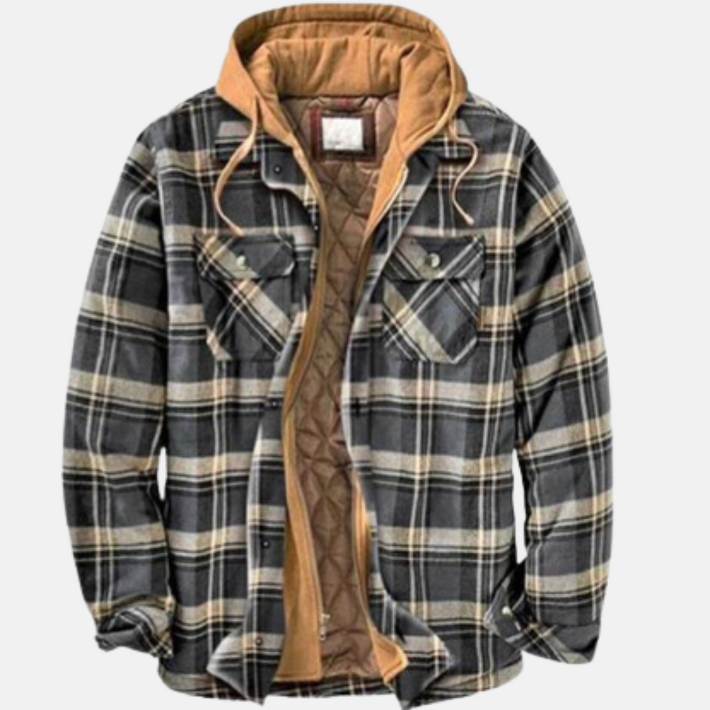 Men's Printed Quilted Hooded Overshirt