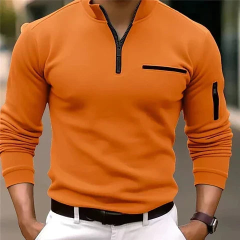 Men's Breathable Zip Knit Pullover with Pockets