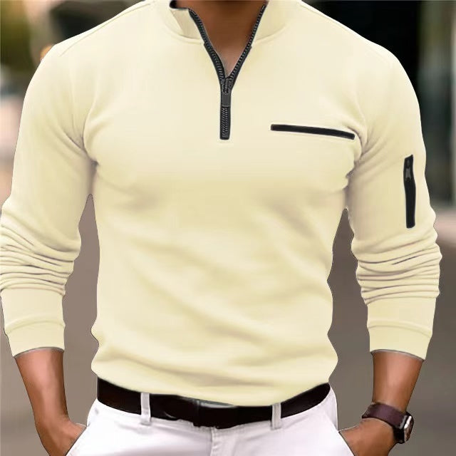 Men's Breathable Zip Knit Pullover with Pockets