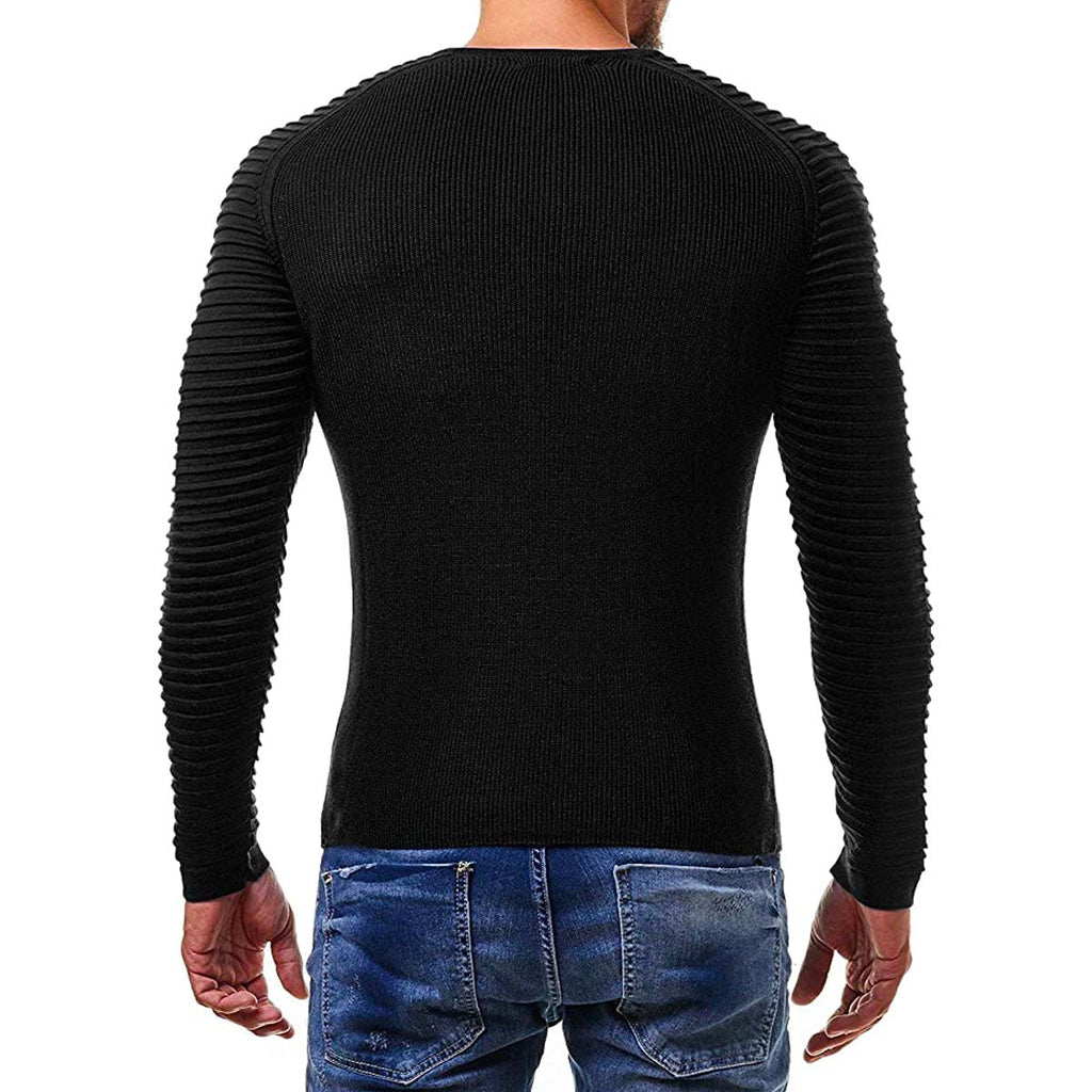 Men's Printed Raglan Sleeve Slim Knit Pullover