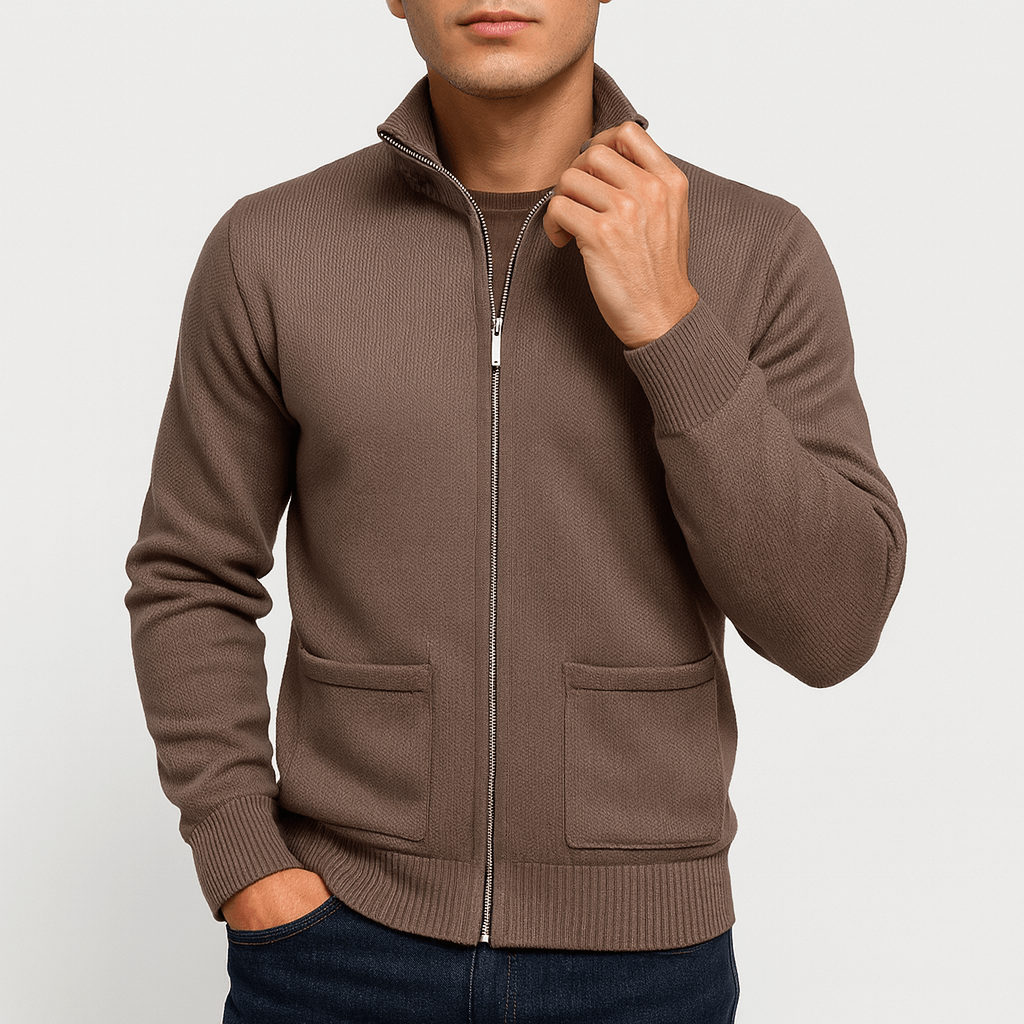 Men's Lightweight Cotton Zip-Through Cardigan