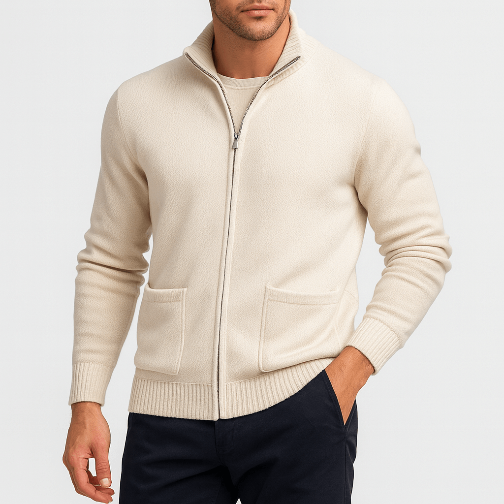 Men's Lightweight Cotton Zip-Through Cardigan