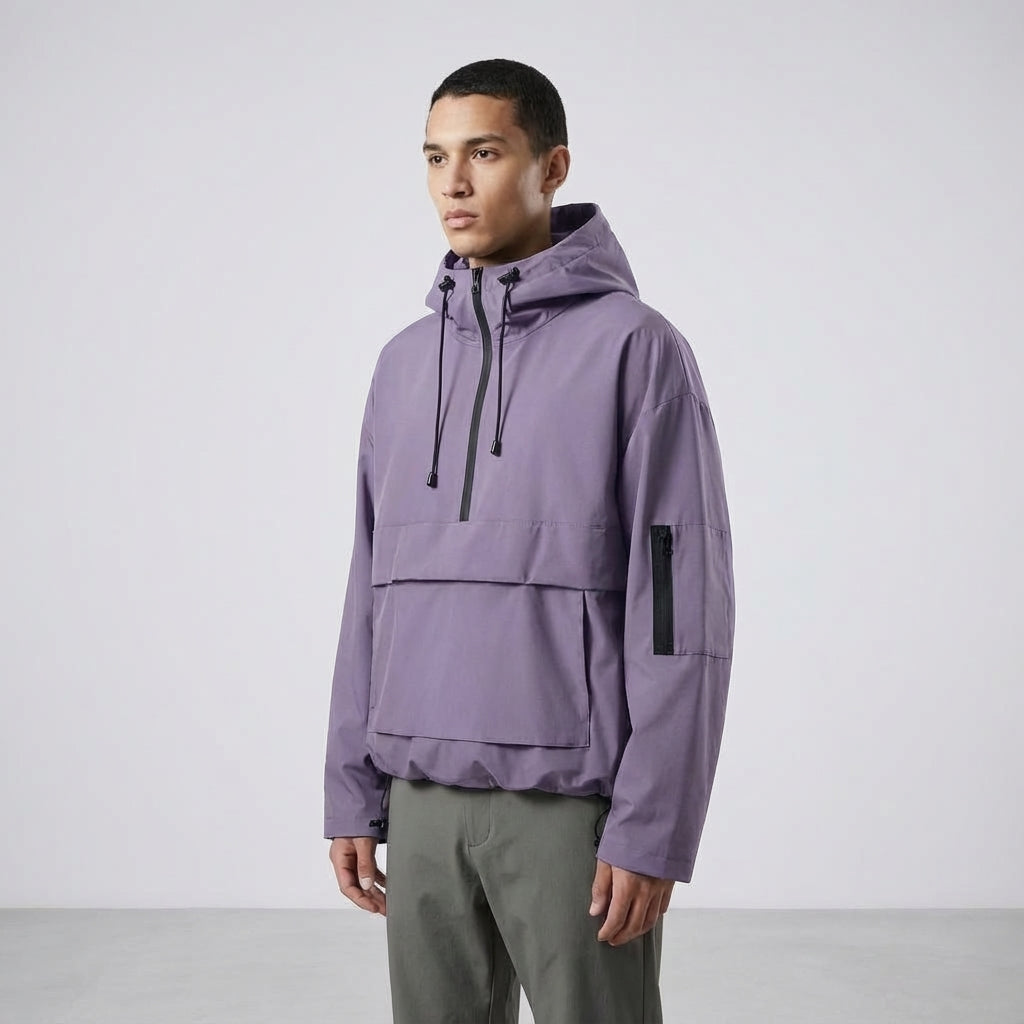 Men's Lightweight Water-Repellent Hooded Anorak