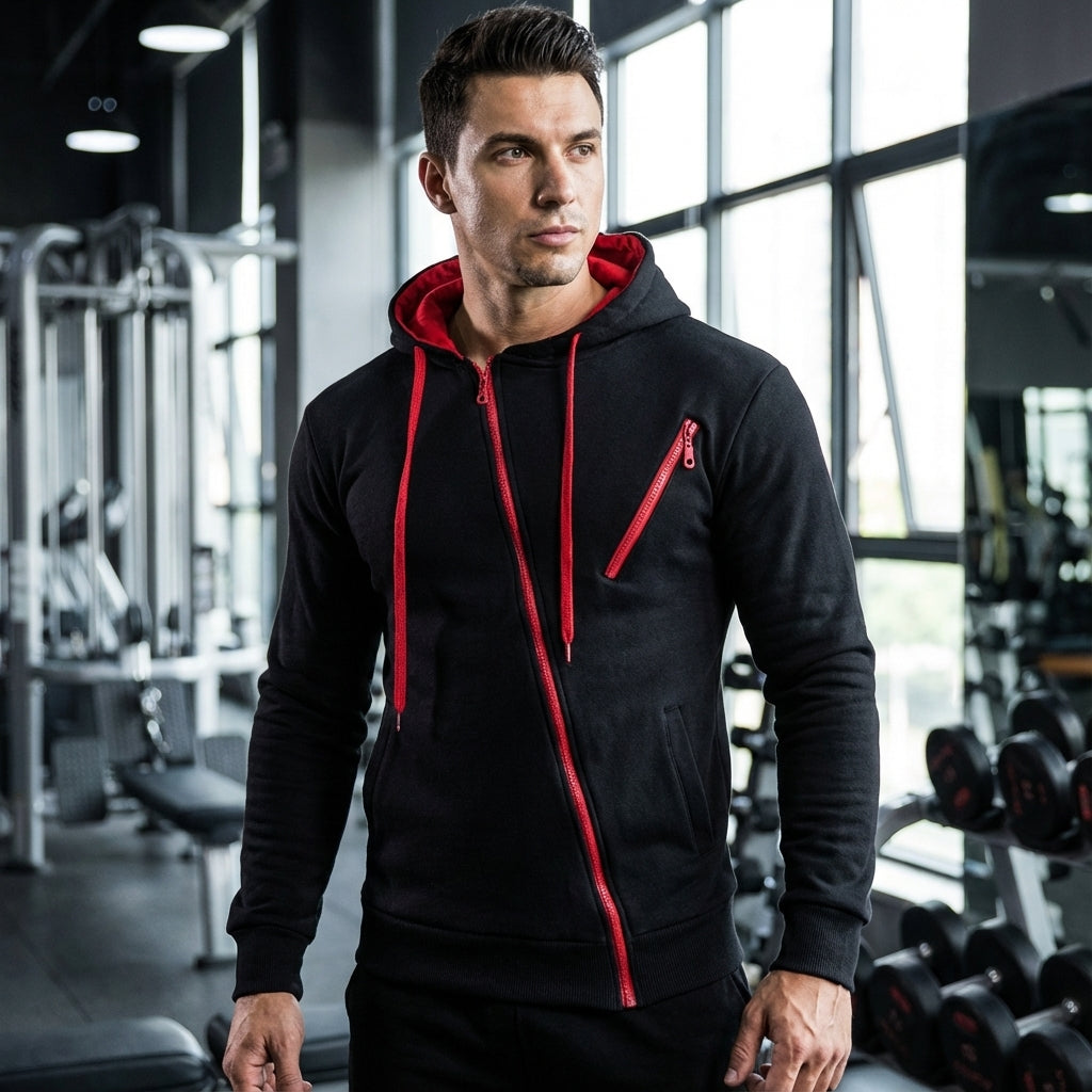 Men's Chest Pocket Hooded Training Jacket