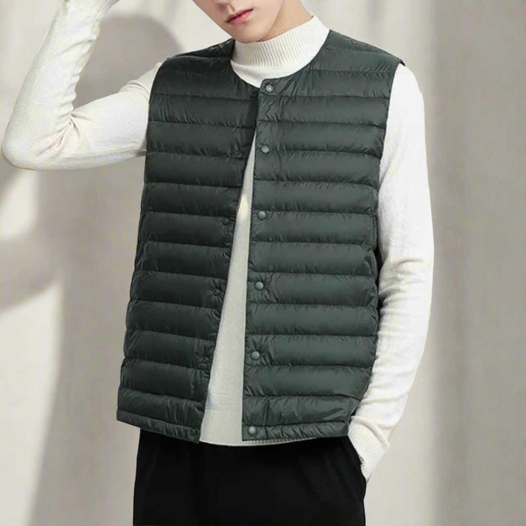 Men's Lightweight Quilted Snap-Front Gilet