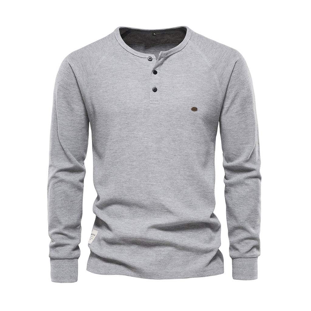 Men's Waffle Knit Long Sleeve Henley