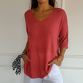 Women's Lightweight Relaxed V-Neck Knitted Top