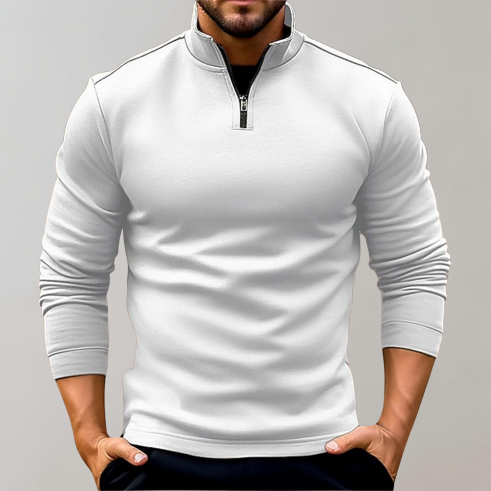 Men's Stand Collar Quarter-Zip Knit Jumper