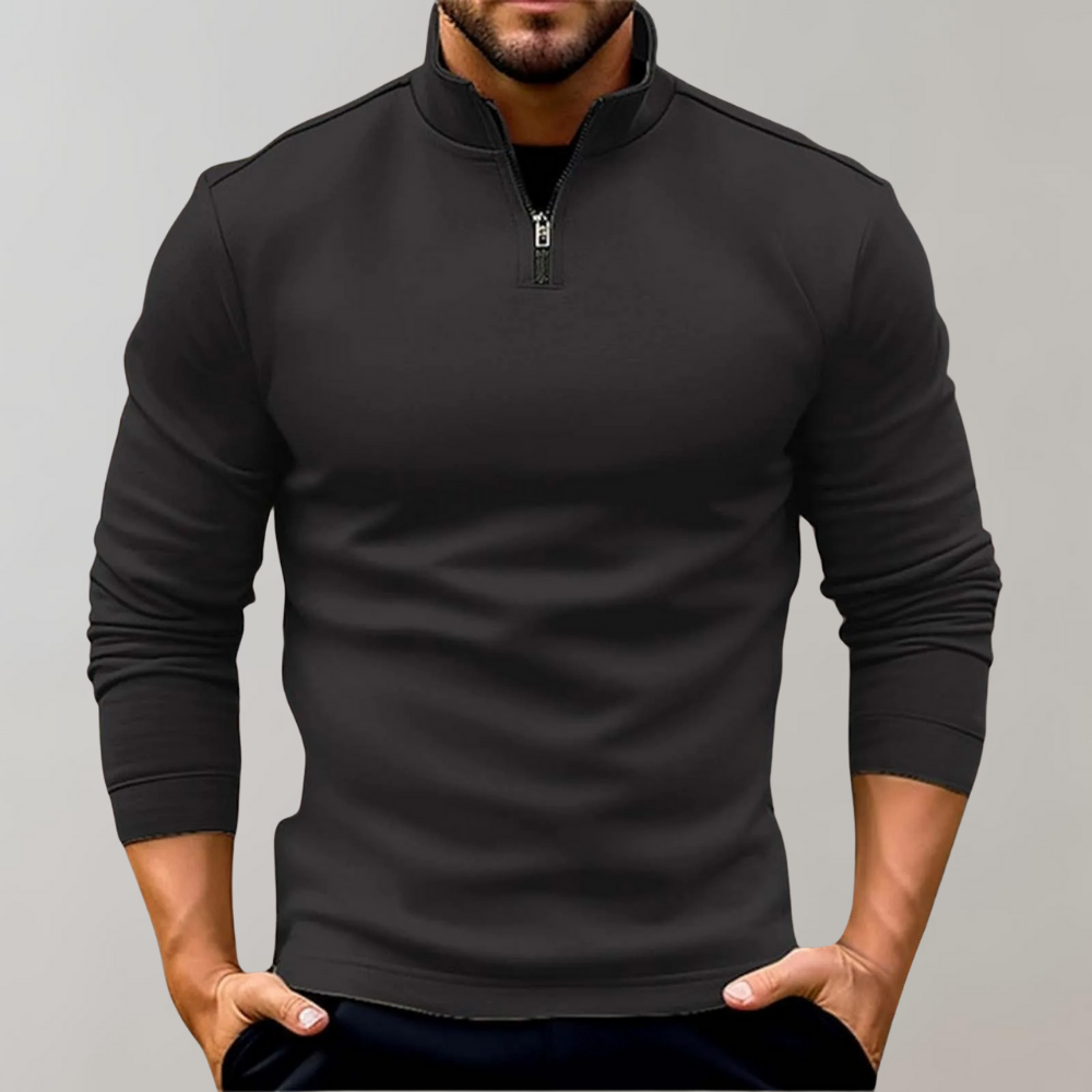 Men's Stand Collar Quarter-Zip Knit Jumper