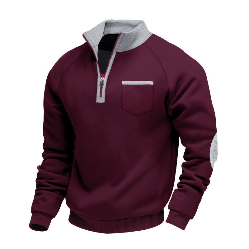 Men's Practical Quarter-Zip High-Collar Sweatshirt