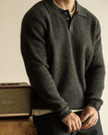 Men's Buttoned Ribbed Roll Neck Pullover