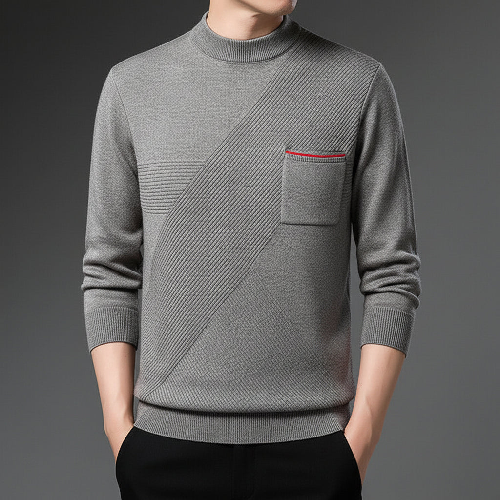 Men's Minimal Long Sleeve Mock Neck Pullover