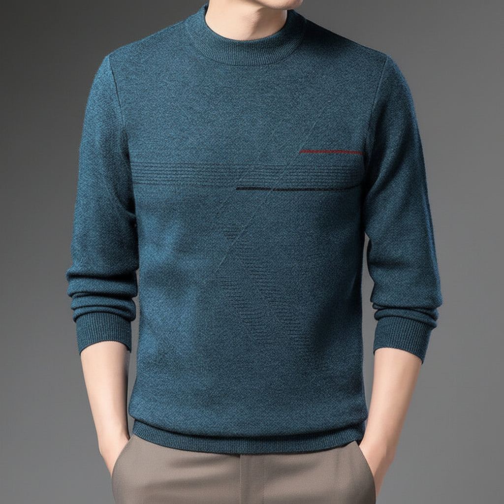 Men's Minimal Long Sleeve Mock Neck Pullover