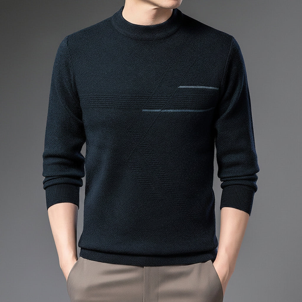 Men's Minimal Long Sleeve Mock Neck Pullover