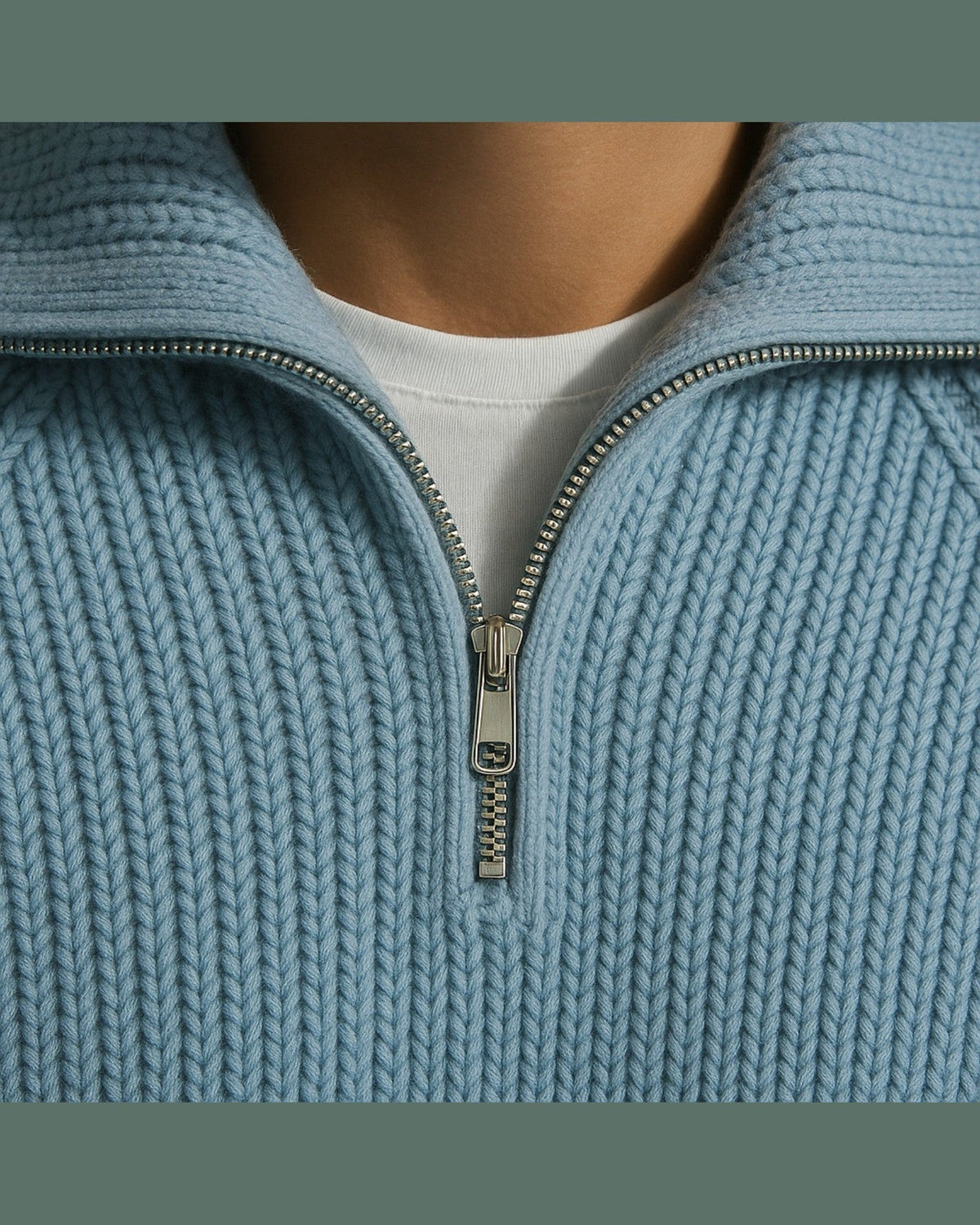 Men's Ribbed Wide Collar Half-Zip Pullover