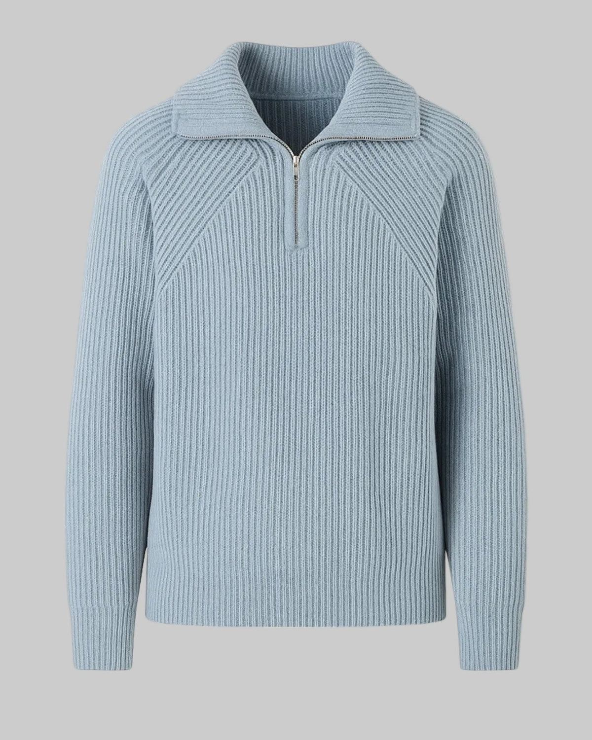 Men's Ribbed Wide Collar Half-Zip Pullover