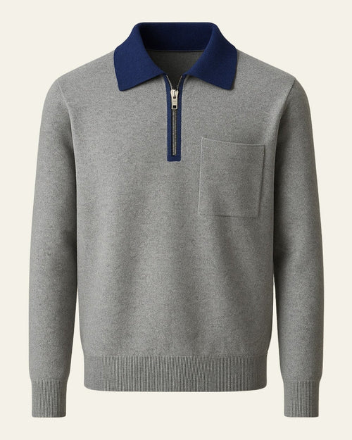 Men's Chest Pocket Collared Quarter-Zip Pullover